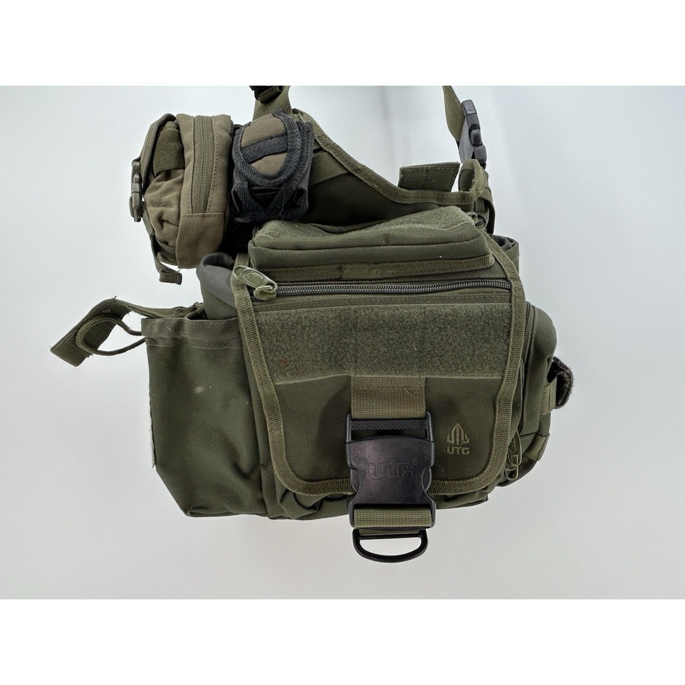 UTG Tactical Crossbody Shoulder Messenger Sling Bag Green MOLLE Range Pack Gear